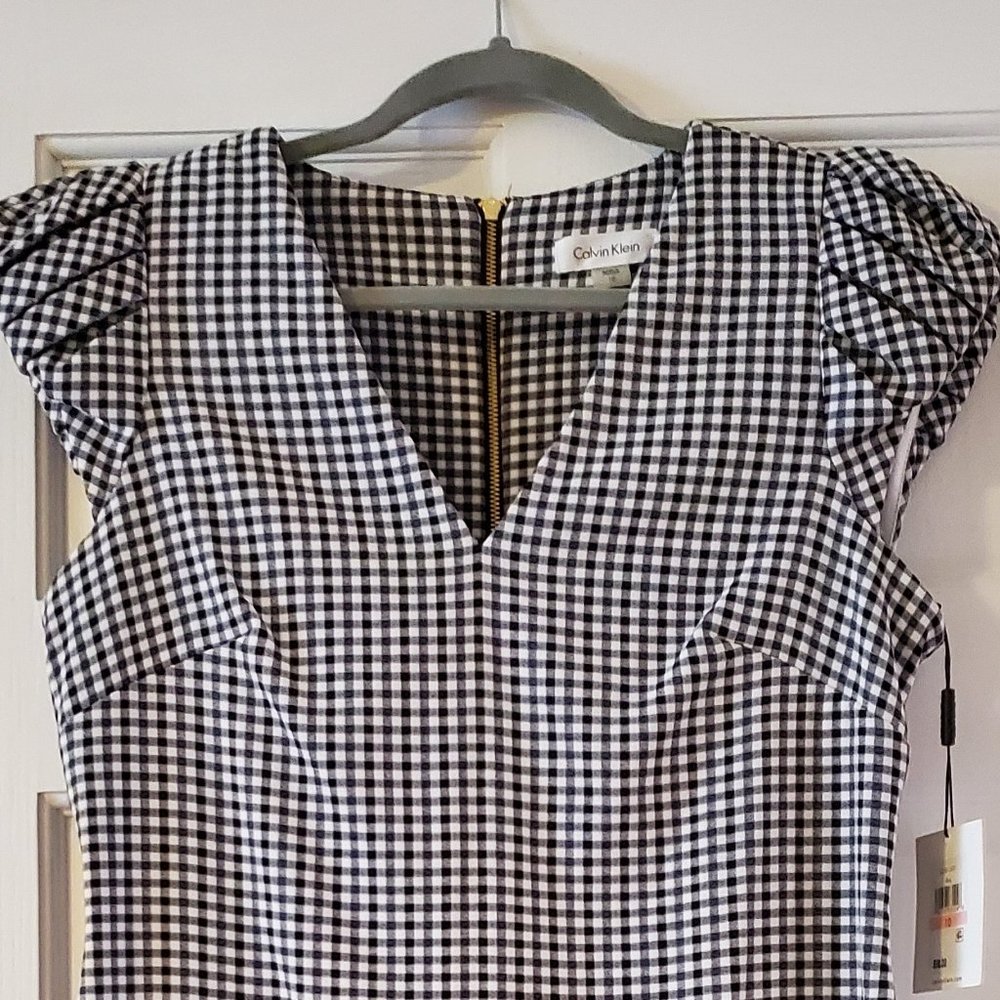New With Tags Calvin Klein Black and White checked short sleeved Dress